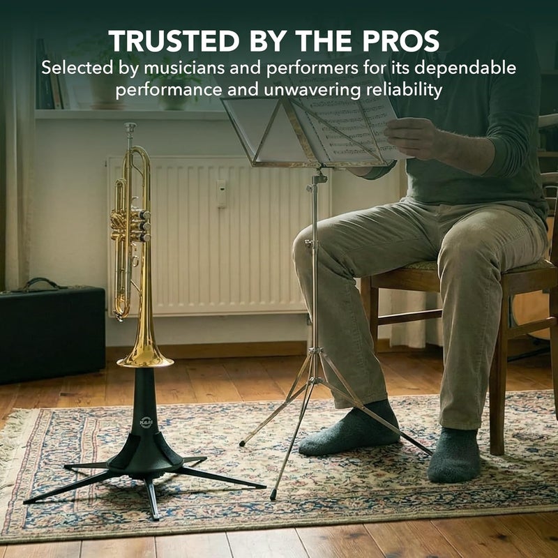 K.M König & Meyer 15213.077.55 Trumpet In-Bell 5 Leg Metal Stand and Holder - Professional Grade for all Musicians - Lightweight & Compact - Stable Secure Folding Base - German Made Black - Image 5